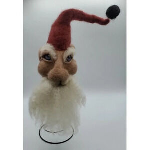 Needle Felted Man or Santa ? Beard & Hat DETAILED Tree Topper Table Decor